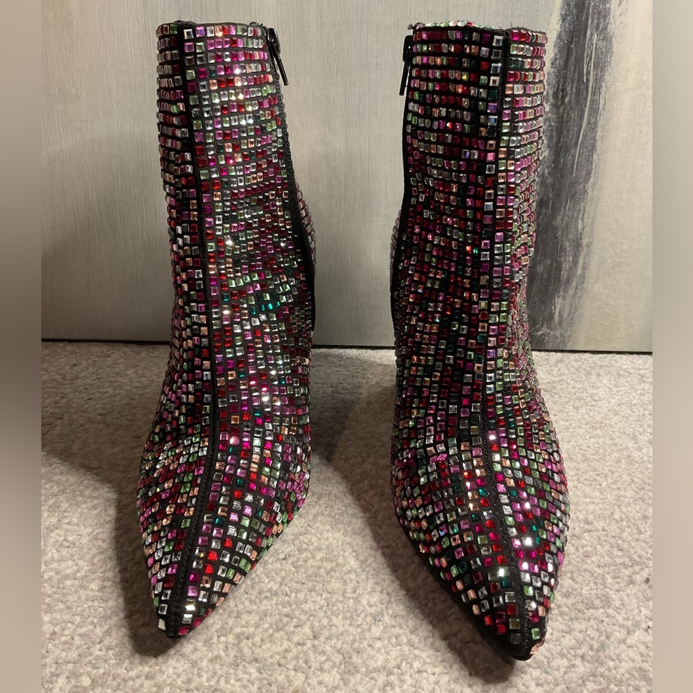 Wild Pair Ingrid Multi-Color Rhinestone Bling Ankle Booties - NIB - Size 8 - Picture 2 of 16